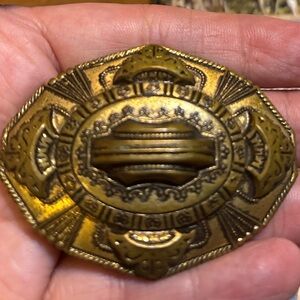 Vintage Brass Firefighter Brooch Pin – Fire Dept Rescue Badge Style